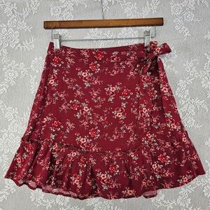 Floral Maroon Wrap Skirt